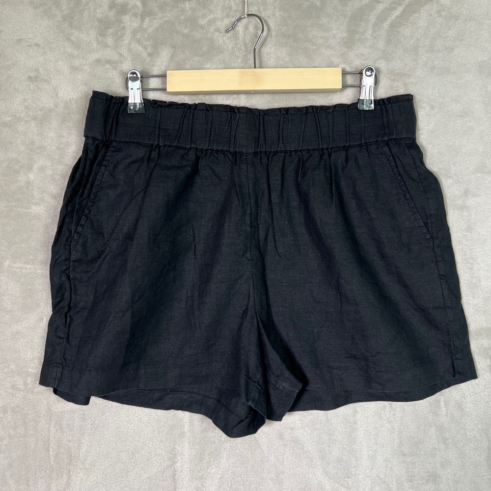 J Crew Pull-on Linen Shorts Black Size Large Style# BH823 Beach Vacation Resort